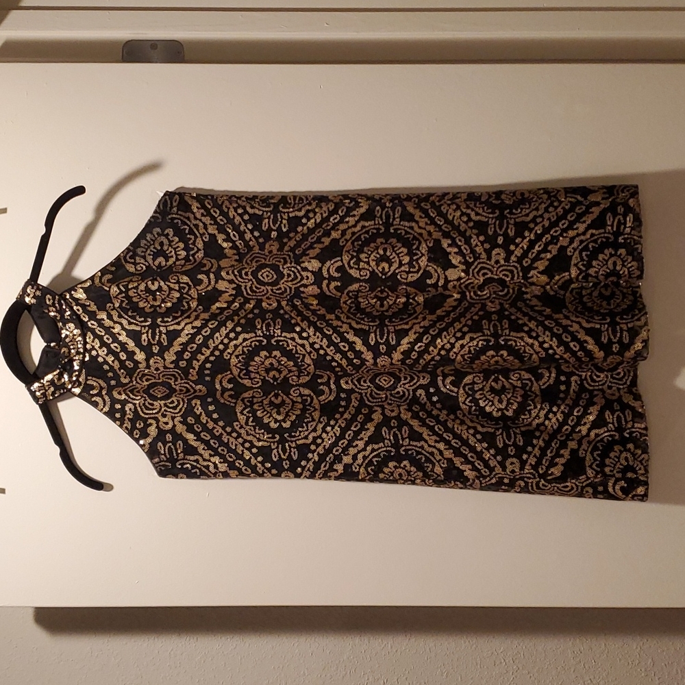 Alya,  XS, Black with Black and Gold sequins